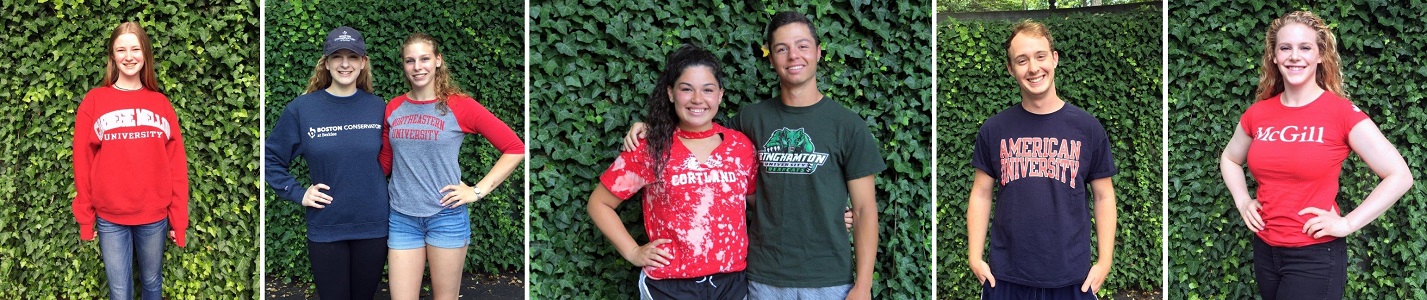 students in college shirts
